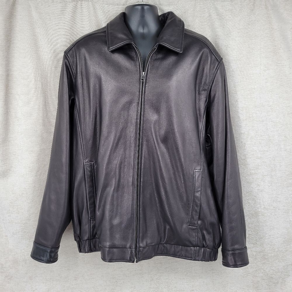 Roundtree & Yorke Men's Black Leather Lambskin Jacket 2XT